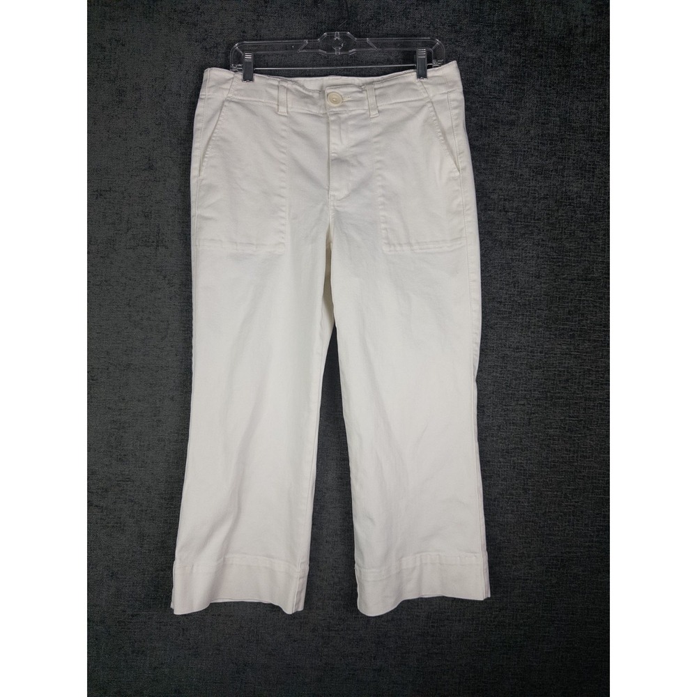 Cabi Wide Leg Pants Womens 10 Neutral Wide Leg Cropped Nautical Coastal